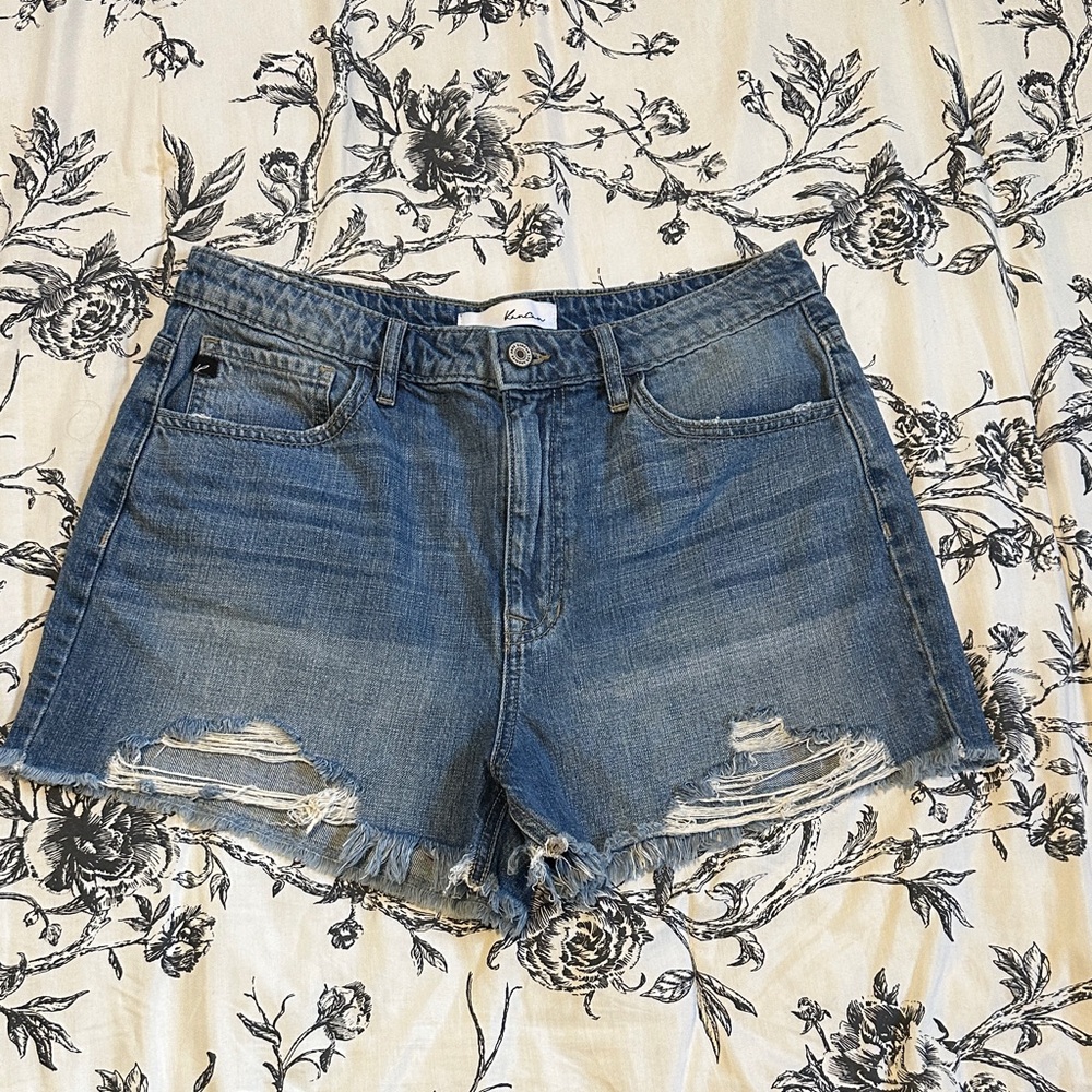 KanCan Distressed Medium Blue Denim Cutoff Shorts